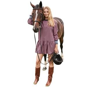 Addison Bay Active Crepe Vine Dress in Navy/Cherry Stars Size L